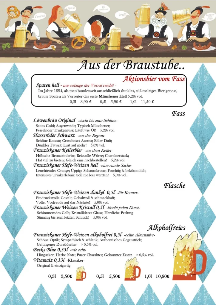 Bräustübl Bad Harzburg Getränkekarte