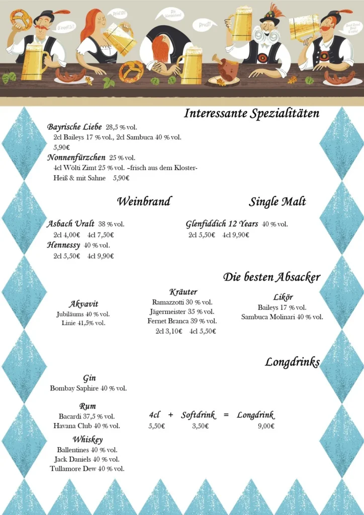 Bräustübl Bad Harzburg Getränkekarte