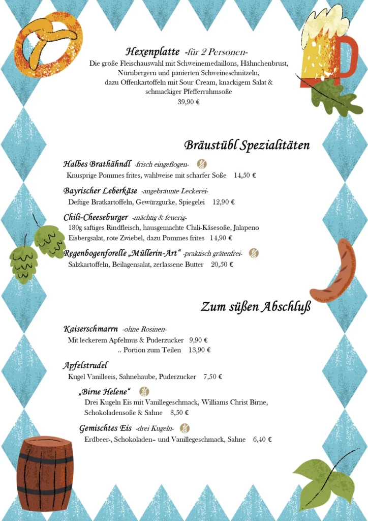 Bräustübl Bad Harzburg Speisekarte