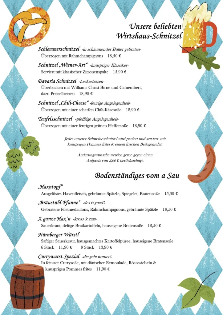 Bräustübl Bad Harzburg Speisekarte